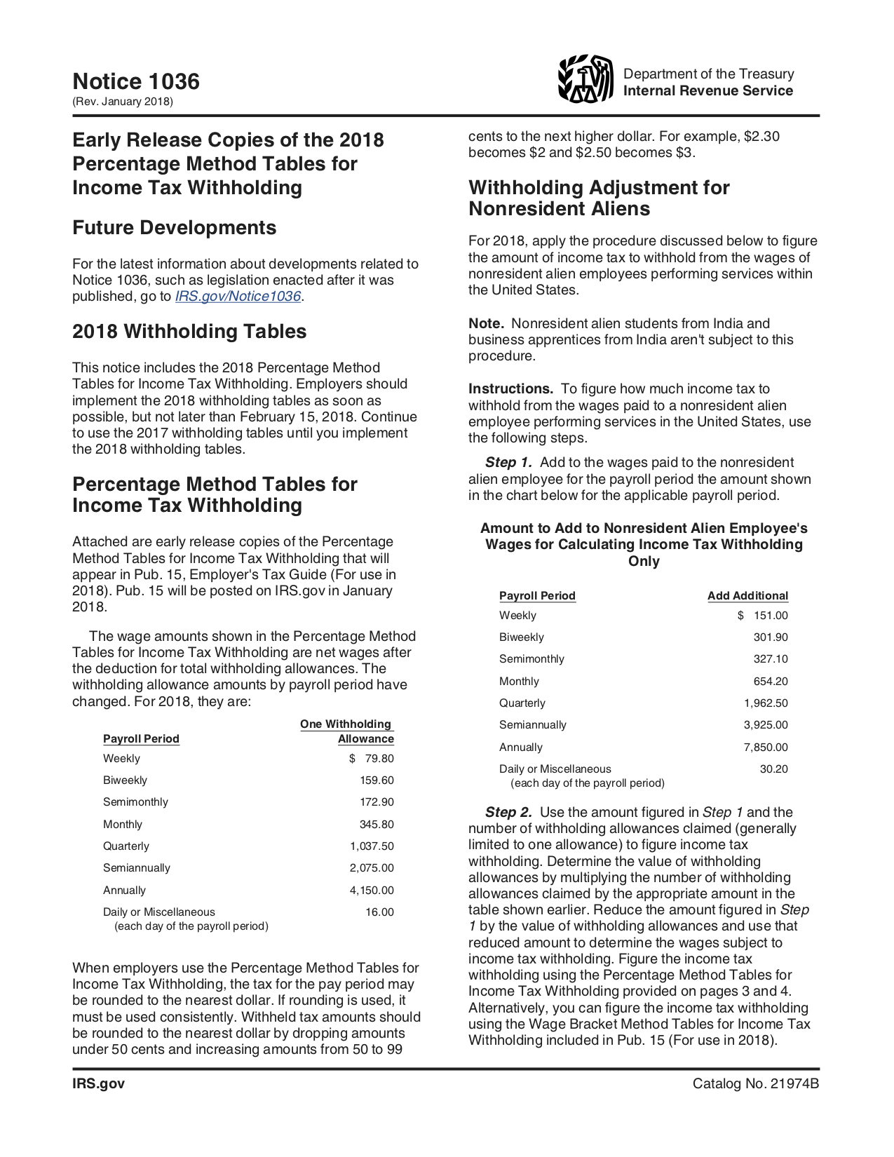 Withholding Chart 2018