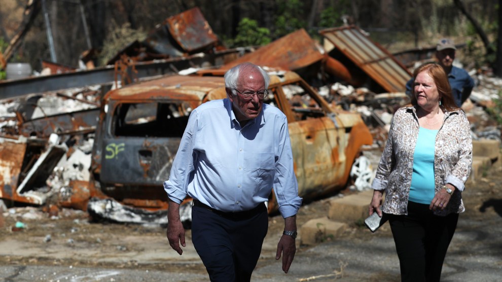 Bernie Sanders visits Paradise, California, the scene of a wild fire