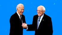 Bernie and Biden shaking hands