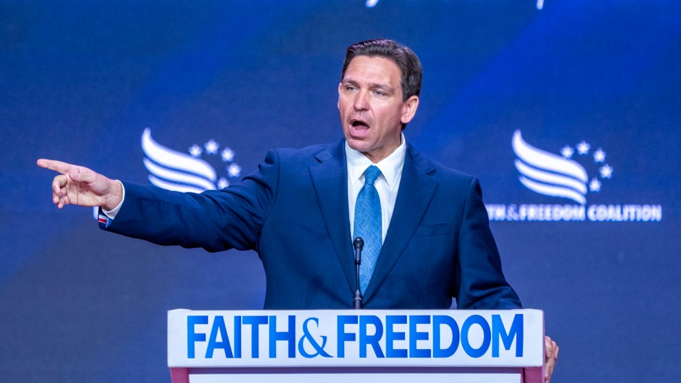 Ron DeSantis speaking at a DC conference on June 23, 2023.
