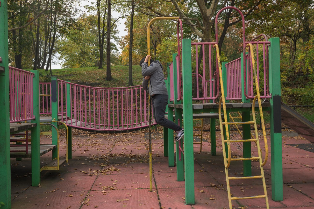 Cristobal plays at the playground of the park near his family’s apartment in the Bronx.