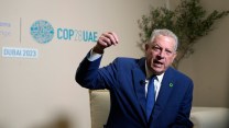 Al Gore, former U.S. vice president, doing an interview at the COP28 U.N. Climate Summit.