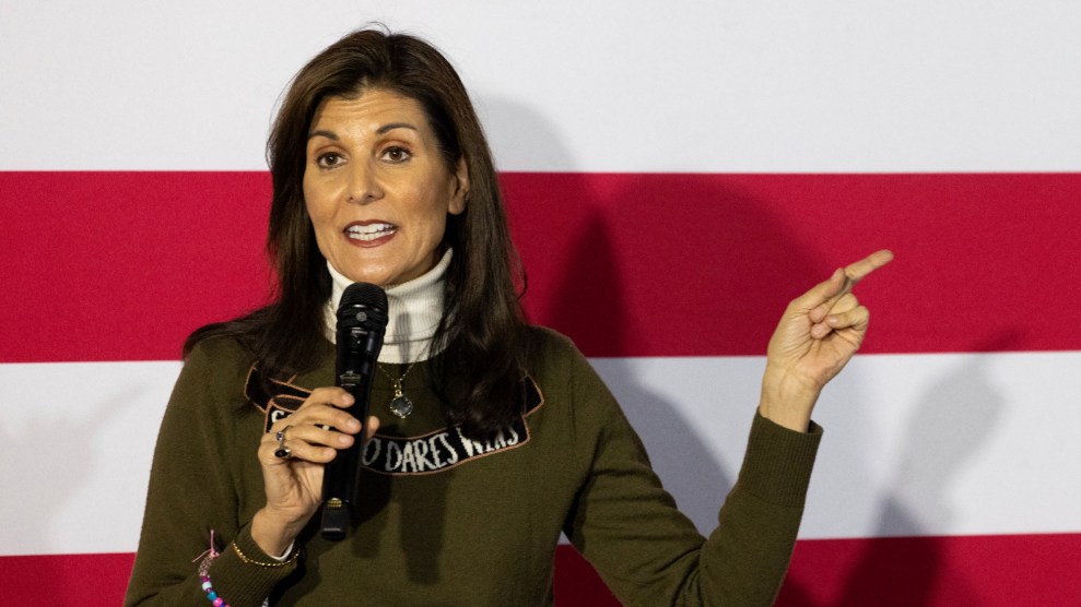 Republican presidential candidate Nikki Haley speaks at a campaign event in Iowa City, Iowa on January 13, 2024