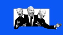 A photo illustration with three different images of Joe Biden from his State of the Union speech on March 7, 2024.