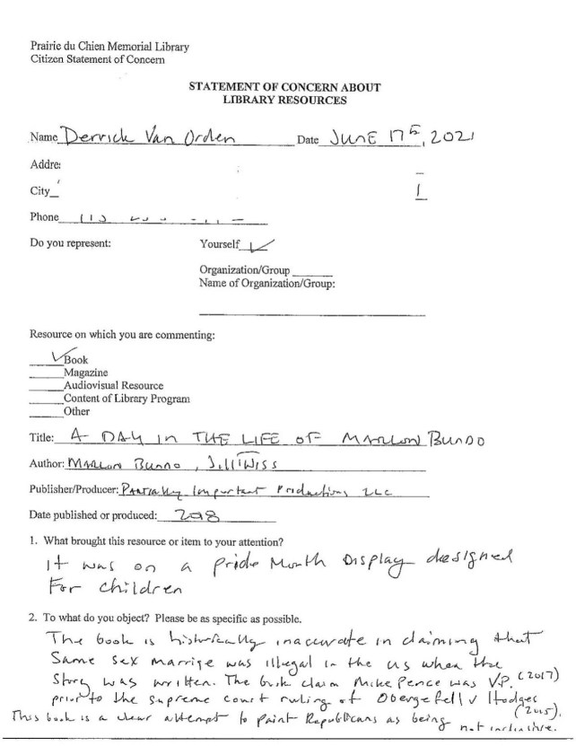 The complaint filed by Van Orden.
