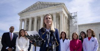 Alliance Defending Freedom attorney Erin Hawley speaks alongside other lawyers and doctors outside the U.S. Supreme Court after representing the Alliance for Hippocratic Medicine during oral arguments in their case against the FDA concerning access to abortion pills in Washington, D.C., March 26, 2024