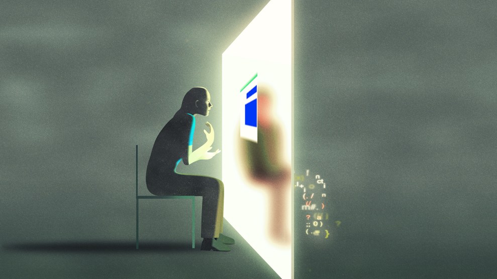 Person speaking to a chatbot