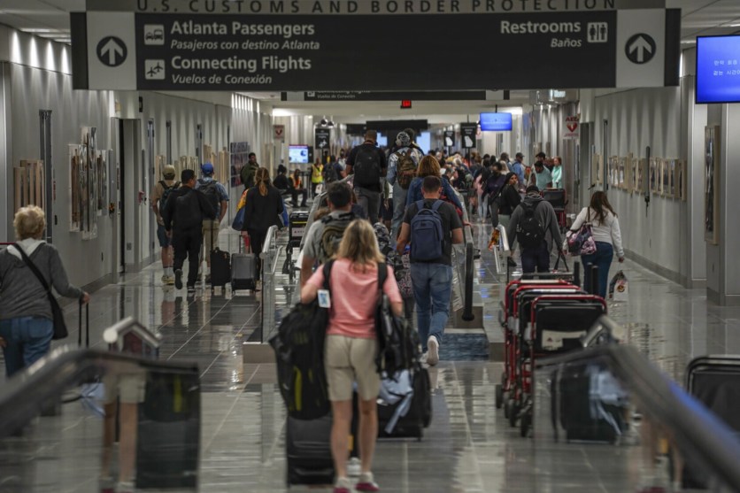 Passengers head to US Customs at Hartsfield-Jackson Atlanta International Airport (ATL) in Atlanta in April of 2023.