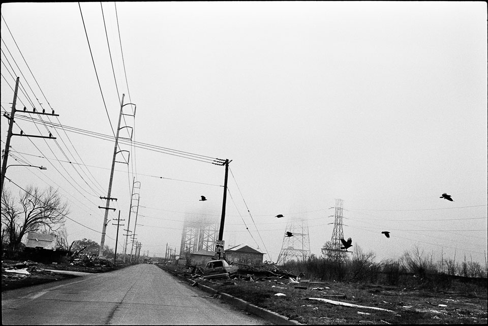 lower 9th ward after hurricane katrina - birds flying over