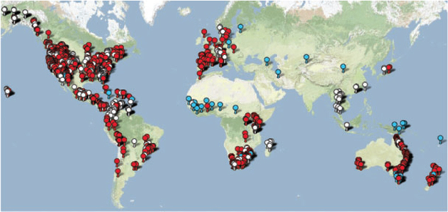Worldwide distribution of Batrachochytrium dendrobatidis (Bd), the amphibian chytrid fungus
