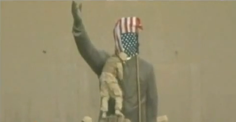 American flag Saddam Hussein statue toppling