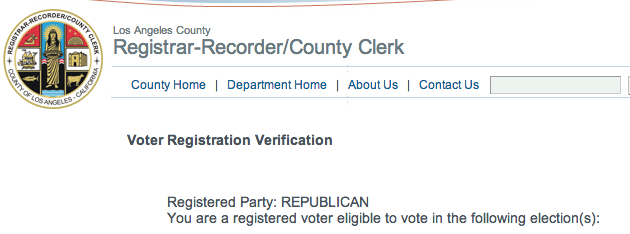 Donald Sterling Republican Registration from LA County