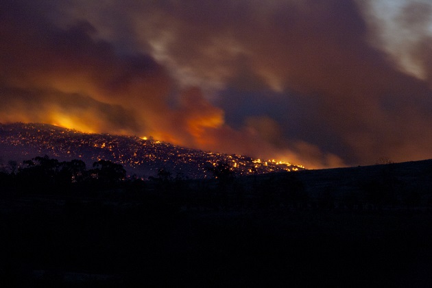 A bushfire in Tasmania on January 4, 2013.