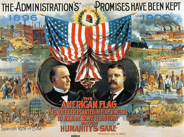 1900 Campaign poster for the Republican Party depicting American rule in Cuba