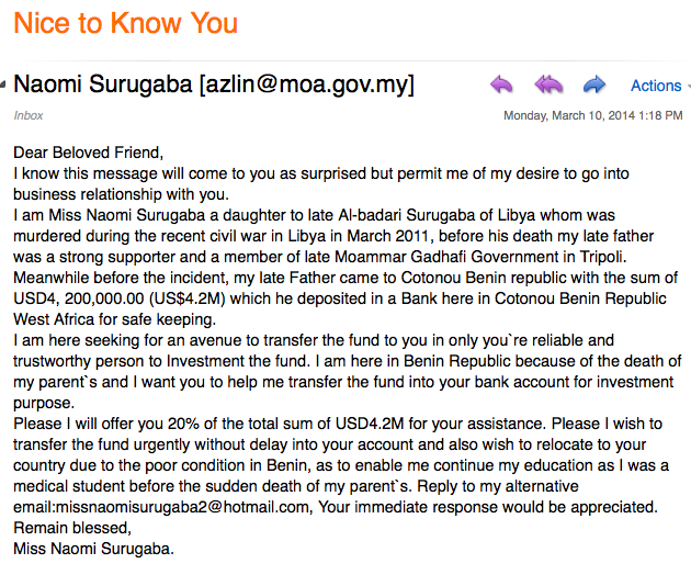 Letters nigerian scam 