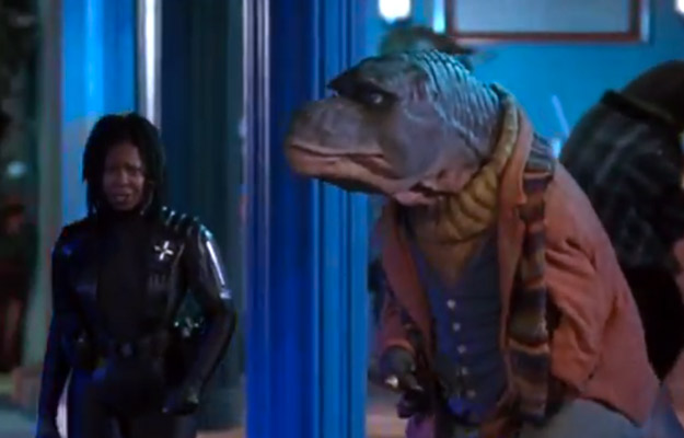 Much like Whoopi and Teddy in the cinematic classic Theodore Rex. Screenshot: YouTube