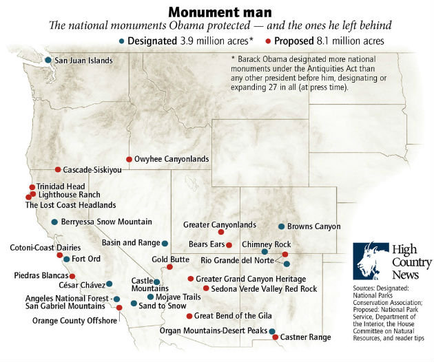 The national monuments Obama protected—and the ones he left behind.