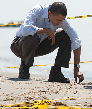 Obama on a beach