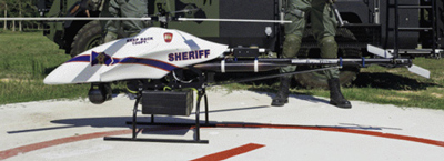 Officers of the Montgomery County Sheriff's Office with their Shadowhawk drone. Vanguard Defense Industries